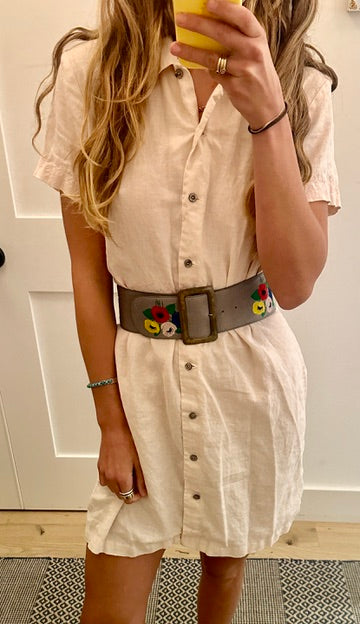 Embroidered Linen Dress
