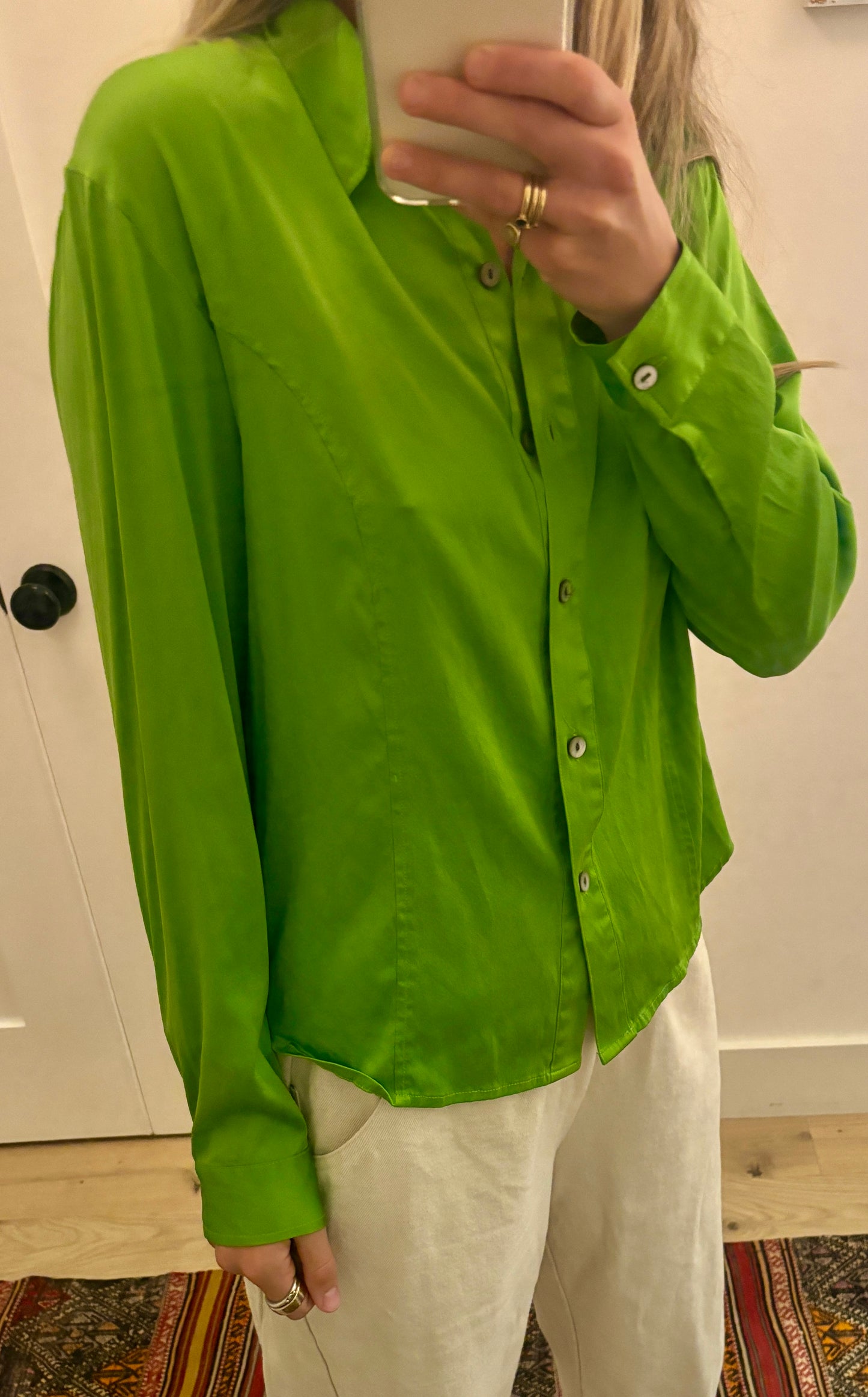 Vintage Silk-Blend Button Down