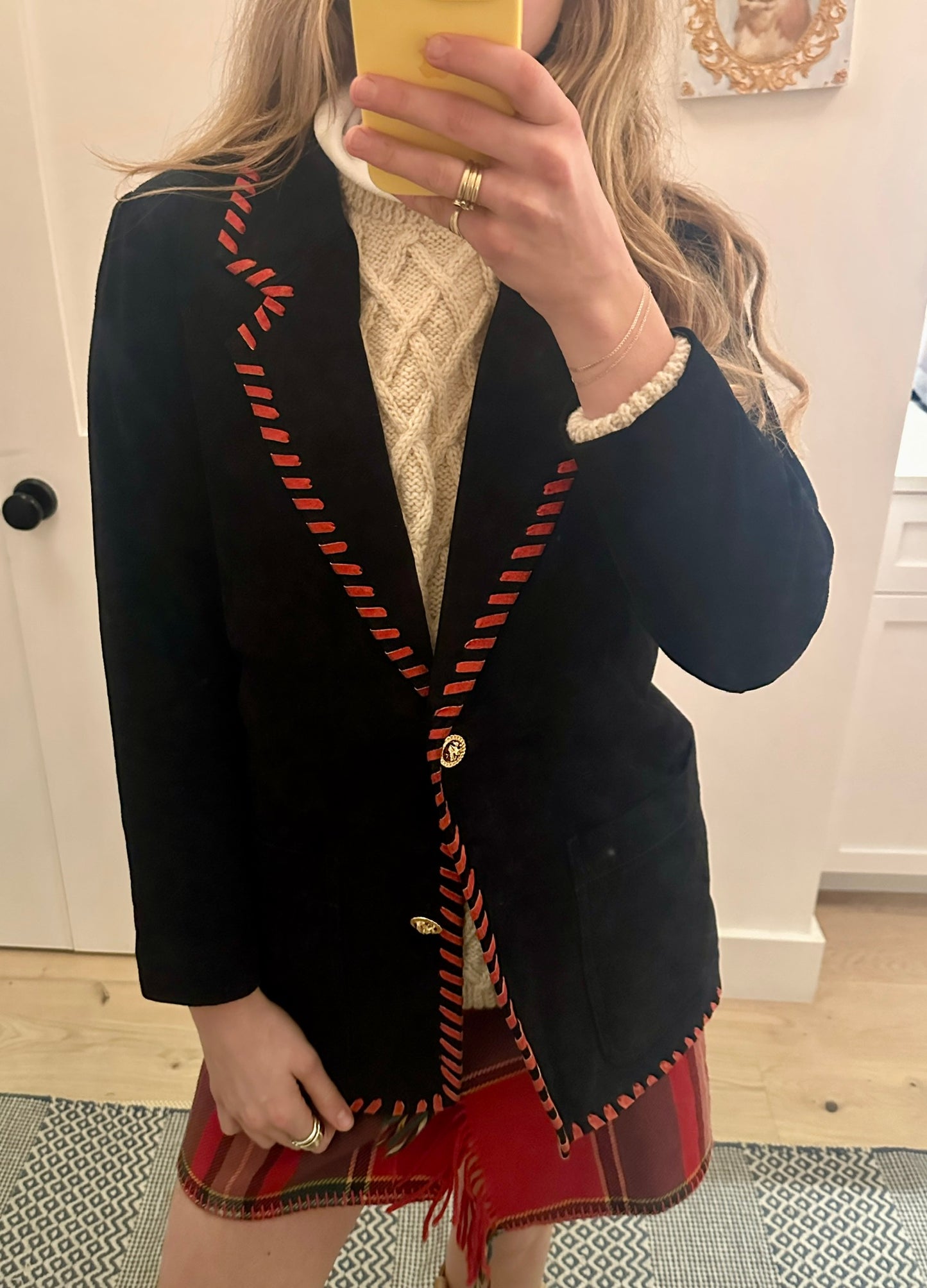 Vintage Suede Stitched Blazer