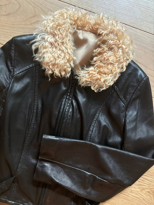 Vintage Lady Scully Leather + Curly Lamb Jacket
