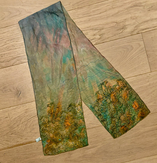 Hand-Painted Silk Horse Scarf