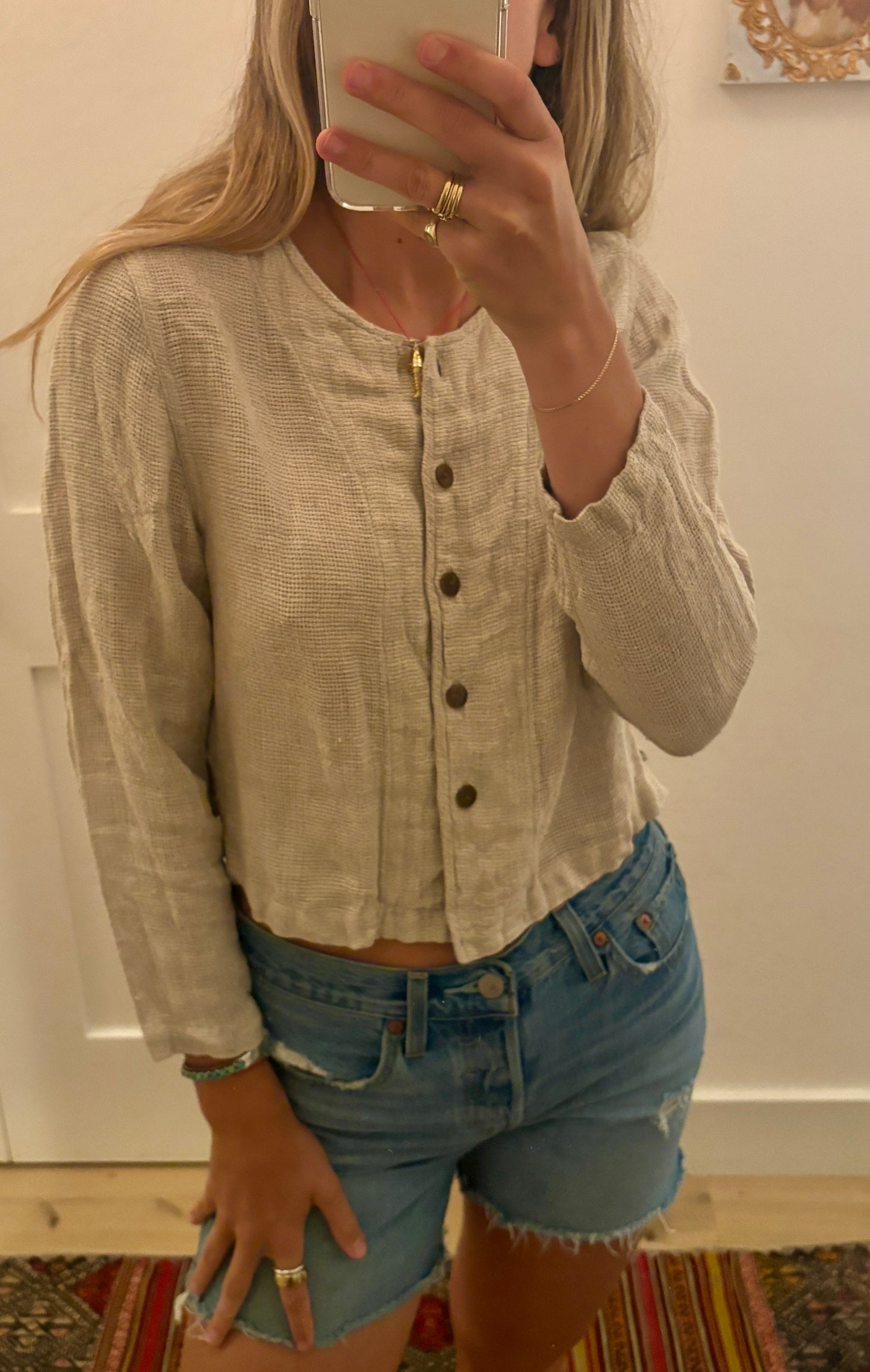 Cropped Linen-Blend Jacket